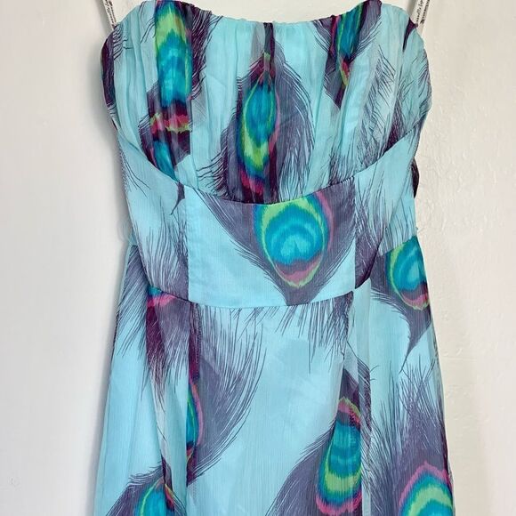 NWT Nanette Lepore Peacock Shirred Strapless Dress Size 2 - Picture 2 of 8